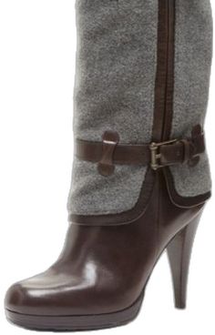 Elegant Gray Winter Boots, Chic Gray Winter Boots, Gray Leather-sole Boots For Fall, Elegant Gray Round Toe Boots, Chic Gray Boots With Round Toe, Chic Gray Leather Boots, Brown High Heels, Heel Boot, Beautiful Boots