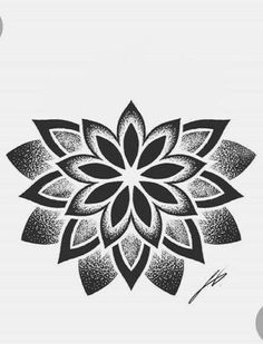 a black and white drawing of a flower with leaves on it's petals is shown