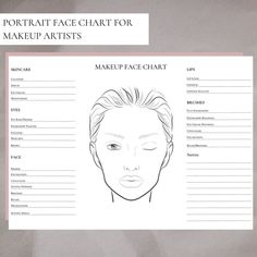 Elevate your makeup artistry with this high-quality Makeup Face Chart Template. Use this Face Chart Template during your bridal consultation,  or during a makeup lesson with your clients. Ready for printing right away. Face Makeup Template, Makeup Template Face, Face Chart Template, Mua Kit, Face Chart Makeup, Bridal Trial, Makeup Artist Kit, Makeup Face Charts, Makeup Lessons