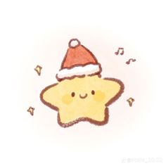 a drawing of a star wearing a santa hat