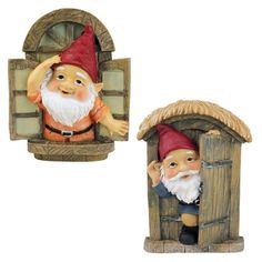 two gnome figurines sitting next to each other