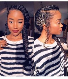 Goddess Braid, Two Braids, Natural Hair Updo, Braid Ideas, Scene Hair, Natural Hair Care, Protective Hairstyles