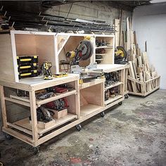 a wooden workbench with lots of tools on it and the words below it