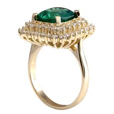 Stamped: 14K Yellow GoldTotal Ring Weight: 7.0 GramsRing Length: N/ARing Width: N/AGemstone Weight: Total Natural Emerald Weight is 3.87 Carat (Measures: 10.36x8.97 mm)Color: GreenDiamond Weight: Total Natural Diamond Weight is 1.40 CaratColor: F-G, Clarity: VS2-SI1Face Measures: 18.55x16.87 mmSku: [702657W] Gia Certified Yellow Gold Emerald Ring For Formal Occasions, Formal Gia Certified Yellow Gold Emerald Ring, Formal Marquise Yellow Gold Emerald Ring, Formal Yellow Gold Cluster Birthstone Ring, Formal Cluster Yellow Gold Birthstone Ring, Formal Gold Emerald Ring Gia Certified, Formal 14k Gold Rings With Gia Certification, Formal 14k Gold Rings Gia Certified, Formal 14k Gold Gia Certified Rings