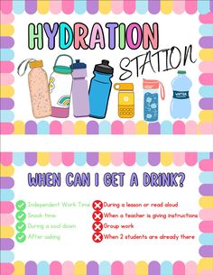 a poster with the words hydration station on it