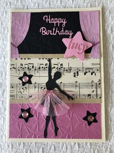 a birthday card with a ballerina on it