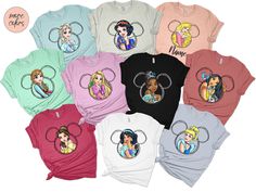 Magic Kingdom Shirt Ideas, Disney Princess Shirts For Women, Disney Bachelorette Shirts, Disney Bachelorette Party Shirts, Disneyland Fits, Disney Ootd, Disney Princess Shirt, Girls Disney Shirts, Disney Character Shirts