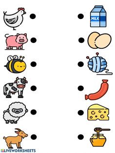 an animal and farm animals matching worksheet for kids to practice their counting skills