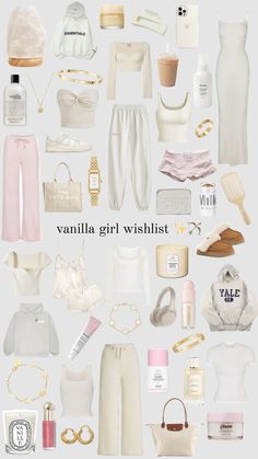 vanilla girl aesthetic ✨🤍 #pinterest #fit #thatgirl #aesthetic #vanillagirl #vanillagirlaesthetic Vanilla Girl Wishlist, Girl Wishlist, Thatgirl Aesthetic, Vanilla Girl Aesthetic, Dyson Airwrap, Cute Lazy Day Outfits, Lazy Day Outfits