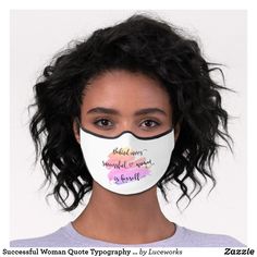 Successful Woman Quote Typography Pink Watercolor Premium Face Mask