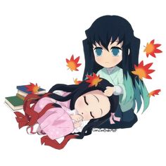 Muichiro And Nezuko Chibi, Muchiro Chibi, Nezuko X Muichirou, Kny Ships, Hair Base, Anime Body, Oc Kny, Japanese Movies, How To Draw Anime Hair