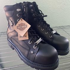 Nwt Men’s Harley Davidson Boots New In Box, Steel Toe Riding Boots Black Motorcycle Boots, Mens Riding Boots, Leather Motorcycle Boots, Harley Davidson Boots, Vintage Biker, Side Zip Boots, Black Riding Boots, Boots Square Toe, Harley Davidson Men