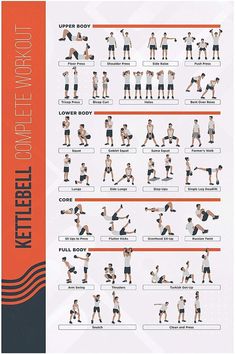 a poster showing how to do the kettlebell workout