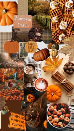 a collage with pumpkins, cookies and other things