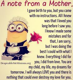 Familia Quotes, Morning Thursday, My Children Quotes, A Minion, Mother Daughter Quotes, I Love My Son, Minion Quotes, Minions Quotes