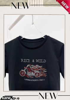 Fashion Summer Beaded Motorcycle Short Sleeve T-shirt Beaded Motorcycle, Fashion Summer, T Shirt Design, Summer Fashion, Shop Now, T Shirts, T Shirt, Clothes, Design