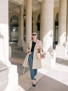 Girl in Paris in a trench coat Spring In Paris Outfits, Trench Coat And Jeans, Pack For A Trip, Spring In Paris, Travel Steamer, Europe Packing List, Travel Advisor, Trip To Europe