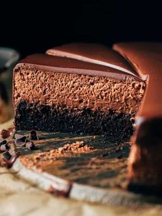 a slice of chocolate cake on a plate