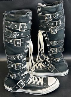 Converse CTAS XXHi Zipper Buckle Lace-Up Knee High 119247 Y2K RARE Men 6 Women 8 | eBay Knee Converse, High Converse Outfit, Converse Knee High, Converse Shoes High Top, Alt Shoes, Knee High Converse, High Converse, Cool Converse, Grunge Shoes