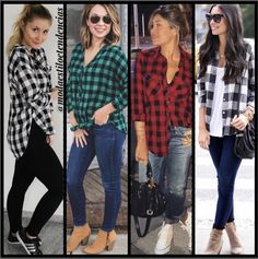 Calça Legging ( Preta/Azul-marinho ) ou Calça Jeans Skinny, usada com Camisa Xadrez ( várias cores ) . Looks descontraídos e cheios de Charme! Camisa Cuadros Outfit, Flannels Outfit, Plus Size Flannel Outfits, Flanel Outfit, Outfits 40s, Shacket Outfit Women, Camisa Rock, Shacket Outfit, Plaid Shirt Outfits