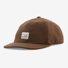 Featuring a brim made with Bureo’s fully traceable NetPlus® 100% recycled fishing nets, this unstructured six-panel hat is made of organic cotton corduroy for days on the beach, trail or anywhere between. Made in a Fair Trade Certified™ factory. | Patagonia Corduroy Cap in Topsoil Brown - Trucker Hats & Caps - Organic Cotton/Pfas Corduroy Cap, Helmet Hat, Fishing Nets, Layered Shirts, Ski Accessories, Rope Bag, Tent Accessories, Top Soil, Panel Hat