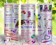 three different types of personal care products are shown in this graphic art style illustration,