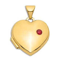 A meaningful heart-shaped pendant is embellished with a single natural ruby gemstone in this beautiful women's pendant necklace, fashioned in 14K yellow gold. Wishlist 2024, Ruby Heart, Jared The Galleria Of Jewelry, Locket Charms, Classic Watches, July Birthstone, Ruby Gemstone, Heart Locket, Natural Ruby