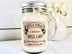 Funny Boss Lady Candle Gift | Gift Box For Boss Woman - {{ The Gift Gala Shop}} Boss Day Ideas, Boss Day, Boss Humor, Boss Woman, Cotton Core, Boss' Day, Spa Gift Box, Best Boss, Clean Fragrance