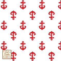 an anchor pattern on a white background with red letters and anchors in the middle,