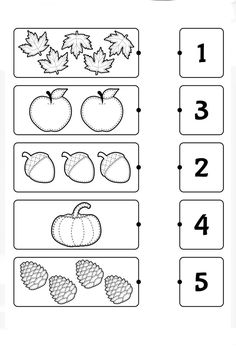 the worksheet for numbers 1 - 5 with pictures of fruits and leaves on it