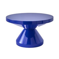 a blue round table on a white background