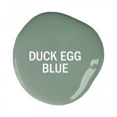 a green egg with the words duck egg blue in white on it's side