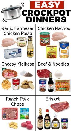 an easy crockpot dinner is shown in this poster