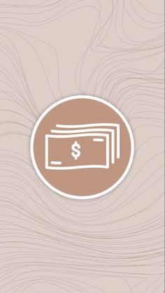 a brown and white sticker with a dollar bill in the center on top of it