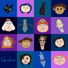 an image of cartoon characters with different facial expressions