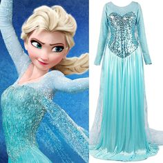 an image of a frozen princess dress with blue and silver sequins on it