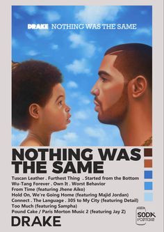 a poster with the words nothing was the same and two men facing each other in front of a blue sky