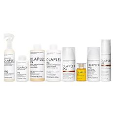 Olaplex Complete Hair Repair System, Set of 8. No. 0 Intensive Bond Building Treatment, No. 3 Hair Perfector, No. 4 Bond Maintenance Shampoo, No. 5 Bond Maintenance Conditioner, No. 6 Bond Smoother, No. 7 Bonding Oil, No.8 Bond Intense Moisture Mask, No.9 Bond Protector Nourishing Hair Serum. Everything you need to repair, strengthen, and protect your hair, no matter your hair type or condition. Celebrate your strength with the scientifically proven routine to repair damaged hair, reduce breakage and split ends, and make hair visibly stronger. Our most powerful at-home bond-building treatments + the bestselling nourishing and hydrating shampoo and conditioner to maintain your healthiest hair. Color: Multicolor. Olaplex Shampoo, Toning Shampoo, Hydrating Shampoo, Damaged Hair Repair, Brittle Hair, Hair Serum, Nourishing Hair, Hair Routines, Hair Repair