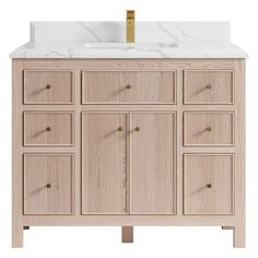 a bathroom vanity with drawers and a sink