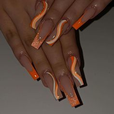 24/ago/2021 - Asthetics encontrou este Pin. Encontre (e salve!) seus próprios Pins no Pinterest. Classy But Extra Nails, Long Nail Designs Orange, Cancun Nails, Orange Acrylic Nails, Orange Nail Designs, Long Acrylic Nail Designs, Nude Nail, Awesome Nails