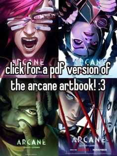 an anime poster with the caption click for a pdf version of the arcane artbook 3