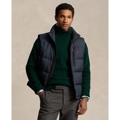 This vest is crafted with water-repellent ripstop and 650-fill-power down which work together to help protect you from the elements. Sweatpants And Sweater, Polo Sport, Outerwear Vest, Chino Jeans, Ralph Lauren Purple Label, Down Vest, Short En Jean, Rugby Shirt, Formal Shirts