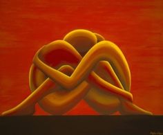 an abstract painting with two intertwined figures