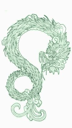 a drawing of a dragon in the shape of a letter s on a white background