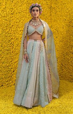 Mahima Mahajan-Iqra Multicolor Lehenga Set-INDIASPOPUP.COM Multicolor Lehenga, Chanderi Lehenga, Blouse With Tassels, Mahima Mahajan, Lehenga Blouse Designs, Indian Designer Suits, Shri Ram, Lehenga Blouse, Organza Dupatta