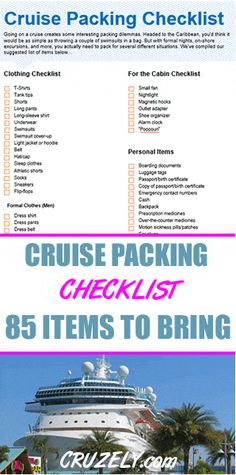 the cruise packing checklist is shown here