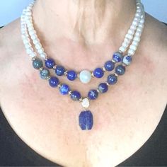 Blue Gemstone Necklace, Handmade Statement Necklace, Sodalite Necklace, Unique Statement Necklace, Bold Statement Necklaces, Blue Statement Necklace, Lapis Lazuli Jewelry, Lapis Lazuli Necklace, Hippie Necklace