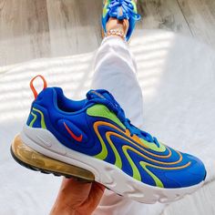 Nike Air Max 270 React Sneakers New With Box, Without Lid Size 6.5y- Women’s 8 Nike Shoes Women Air Max 270 Blue, Nike High Top Shoes, White Nike Tennis Shoes, Nike Air Max Excee, Nike Internationalist, Nike Air Max 270 React, Air Max 270 React, 270 React, Nike Tennis Shoes