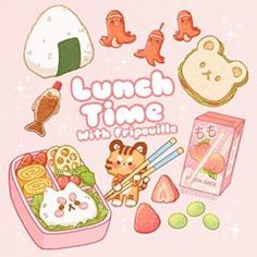 an image of lunch time with friends in the box and other food items around it