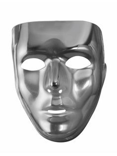 a silver mask on a white background